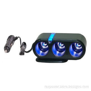 Three-dragged Cigarette Lighter Charger, 12 to 24V Input Voltage, USB Port